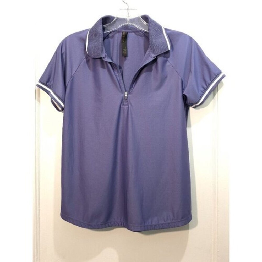 Mondetta Women's Golf Shirt Collared Short Sleeve 1/4 Zipper - Plum Color - Picture 2 of 10